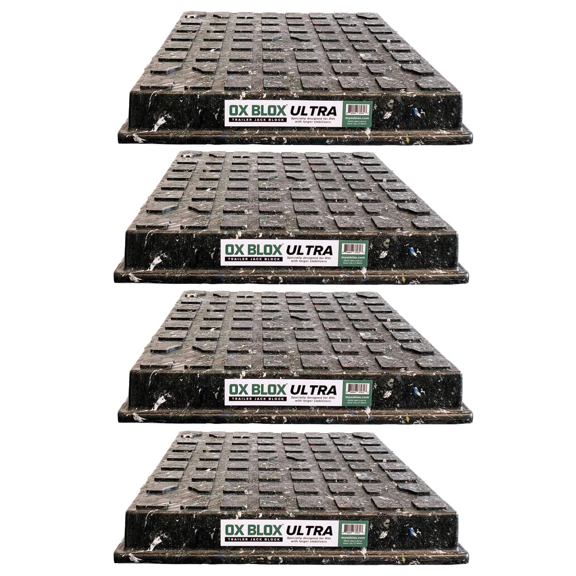 4-Pack OX BLOX Ultra Trailer Jack Block - Universal RV Leveling Blocks - Dura...