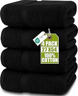 Utopia Towels - Bath Towels Set, Black - Premium 600 GSM 100% Ring Spun Cotton - Quick Dry, Highly Absorbent, Soft Feel Towels, Perfect for Daily Use (4-Pack)…