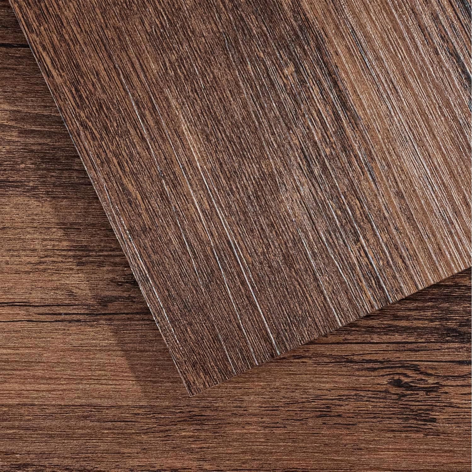 Peel and Stick Vinyl Flooring 36 Pack 54 Sq.Ft, Waterproof Vinyl Flooring Peel and Stick for Office, Living Room, Bathroom, Kitchen - Unique Design, Easy to Install Floor, Brown