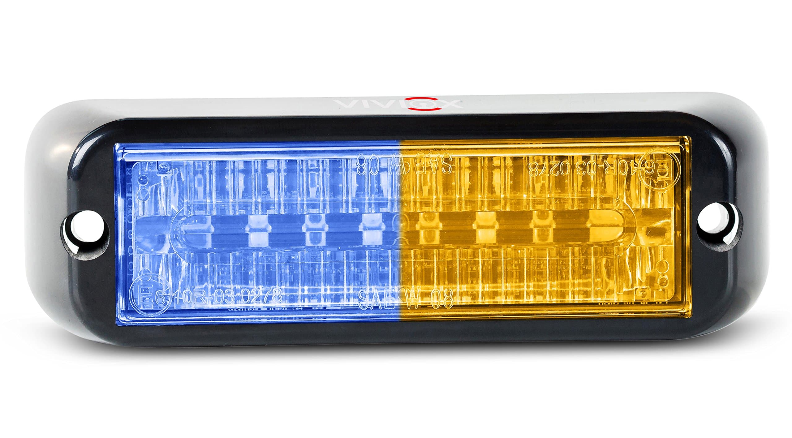 VIVIOX Intensity Grill Light 8 LED Police, EMS or Fire Emergency Vehicle Auto Light Head - A4800-BLUE/AMBER