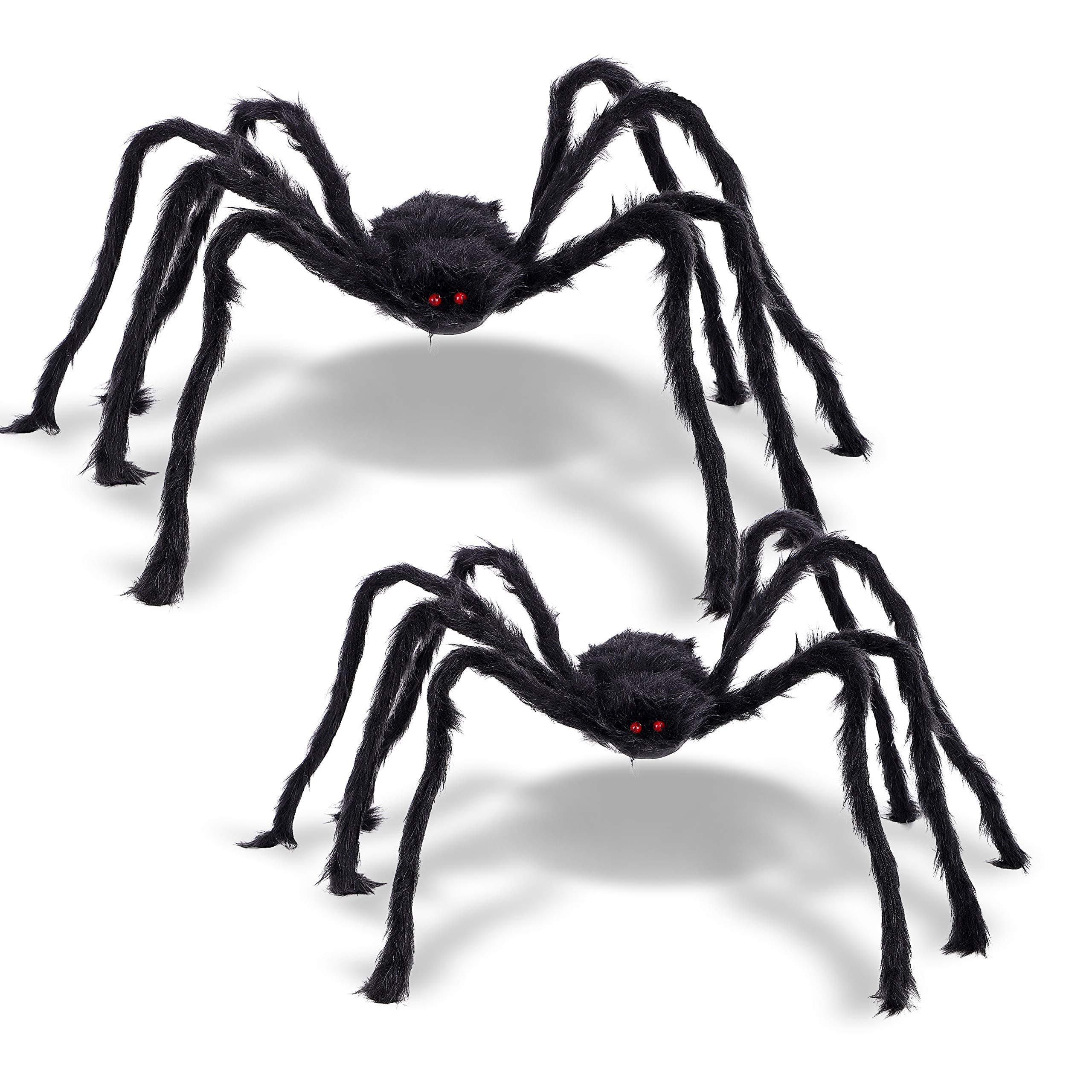 Figoal 2 Pack Giant Halloween Spider Halloween Decorations Virtual Realistic Hairy Spider Halloween Outdoor Decoration （4FT + 5FT）