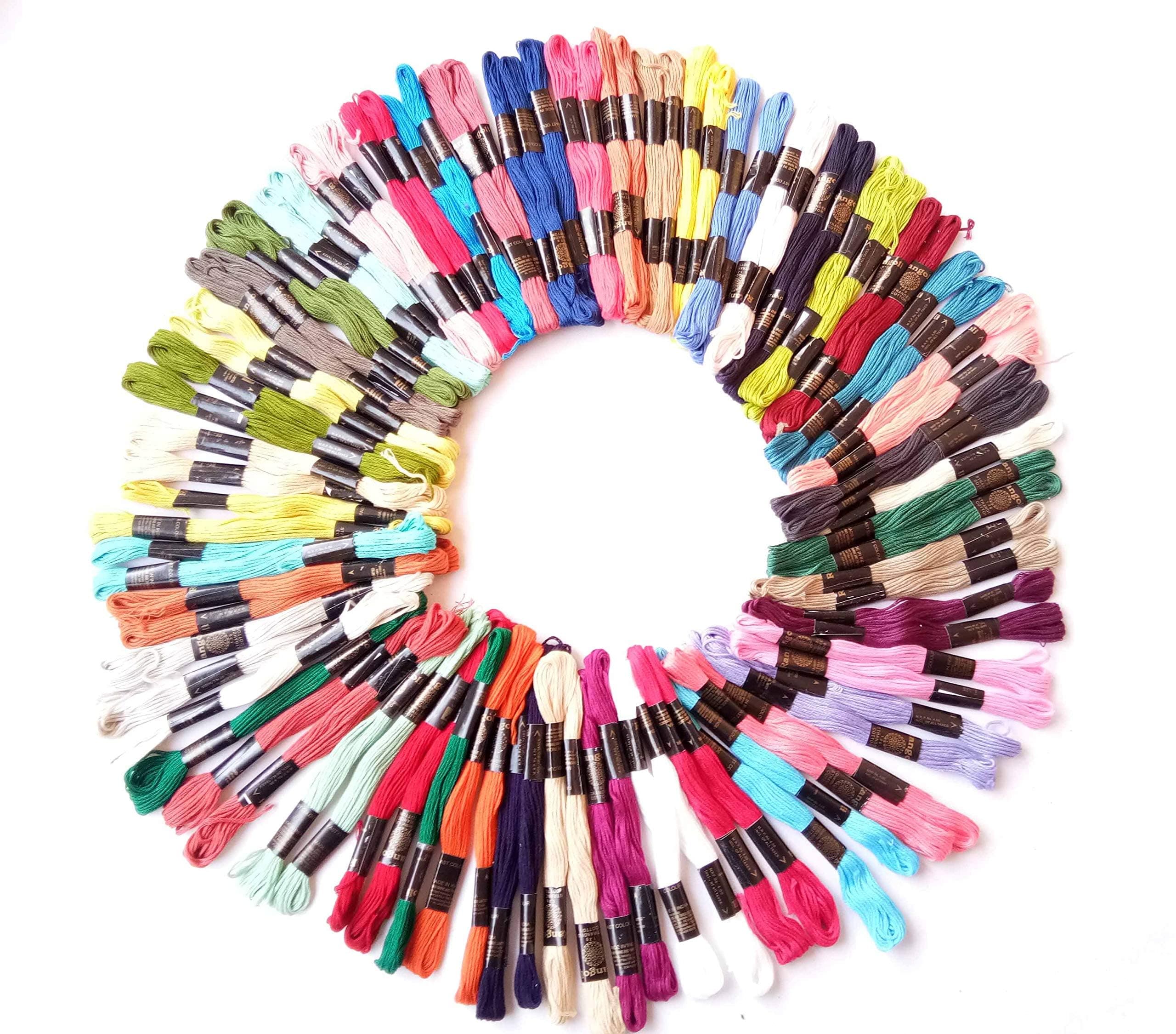 Vardhman Threads Vardhman Brand Cotton Embroidery Threads Set (8 M, Multicolour) - Pack Of 100 Rangoli