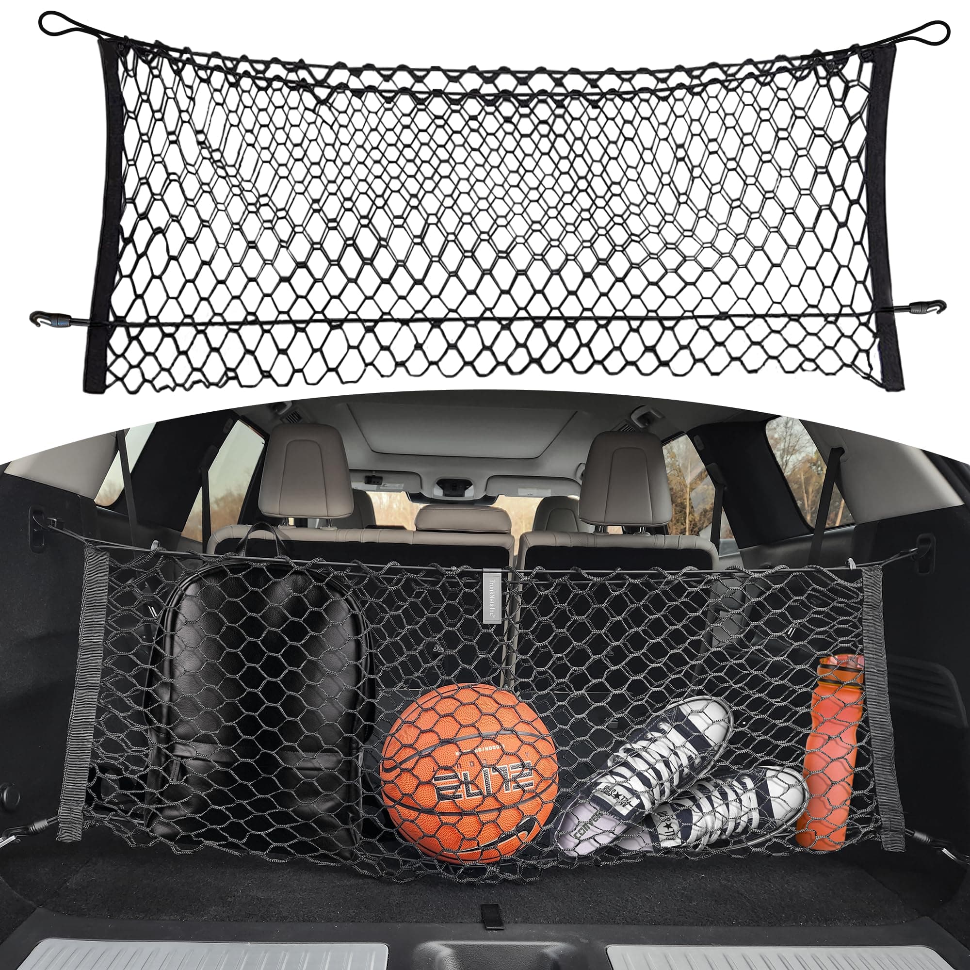 Envelope Style Trunk Mesh Cargo Net for Infiniti JX35 QX60 + HYBRID 2013 - 2025, Automotive Exterior Accessories - Car Trunk Storage Organizers, Cargo Bed Net for Car, Smart Vehicle Storage Organizer