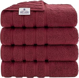 American Soft Linen Premium, 100% Turkish Genuine Cotton Towel Set Luxury Hotel & Spa Quality for Maximum Softness & Absorbency (4-Piece Bath Towel Set, Burgundy)