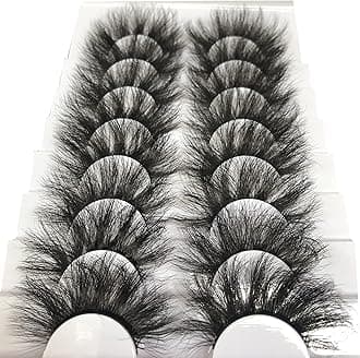 GmagictoboFalse Eyelashes 20MM Fluffy Lashes Dramatic 3D Faux Mink Lashes Wispy Eyelashes Long Thick Volume 8 Pairs Soft Handmade Strip Eye Lashes Pack