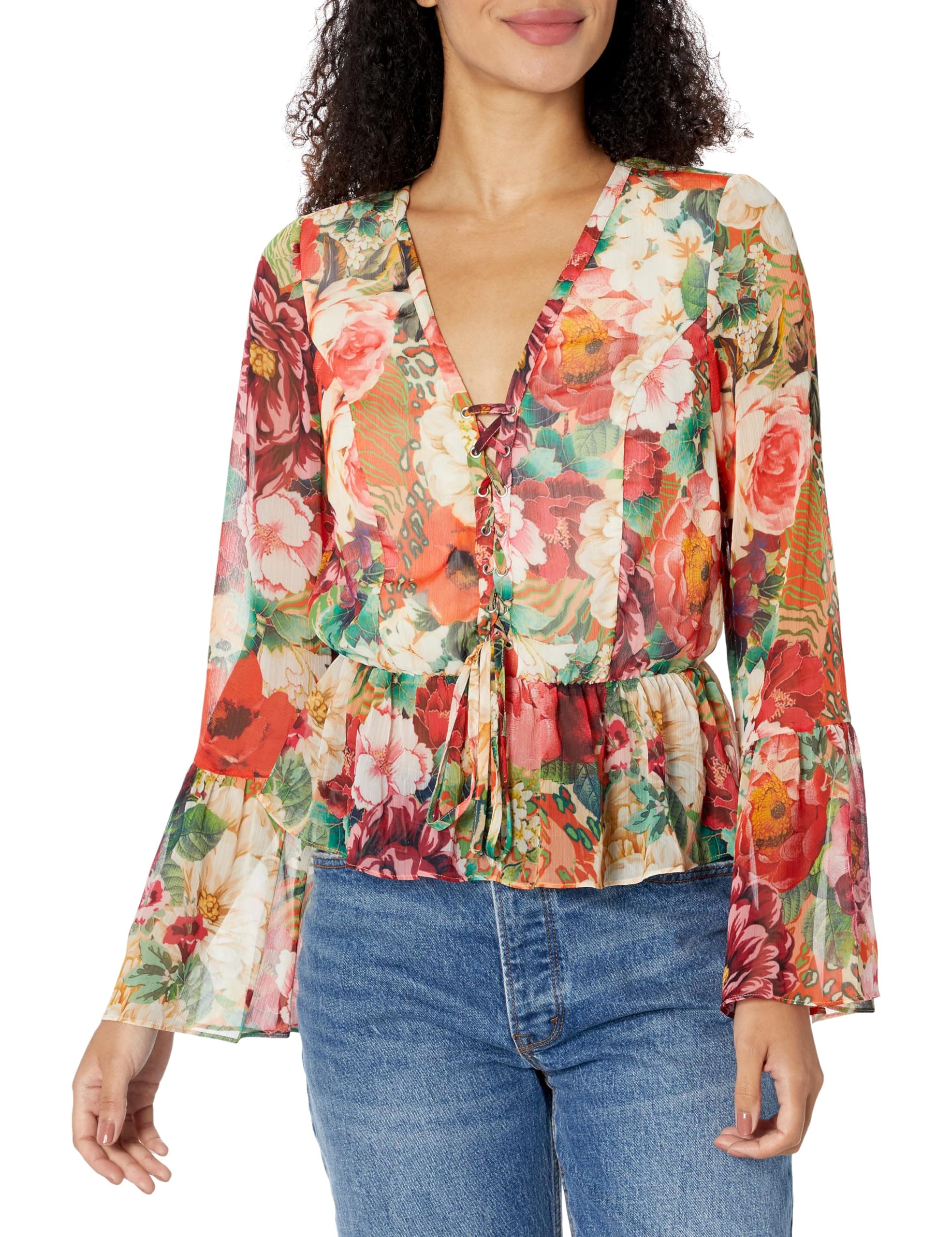 Guess Womens Long Sleeve Demi Top