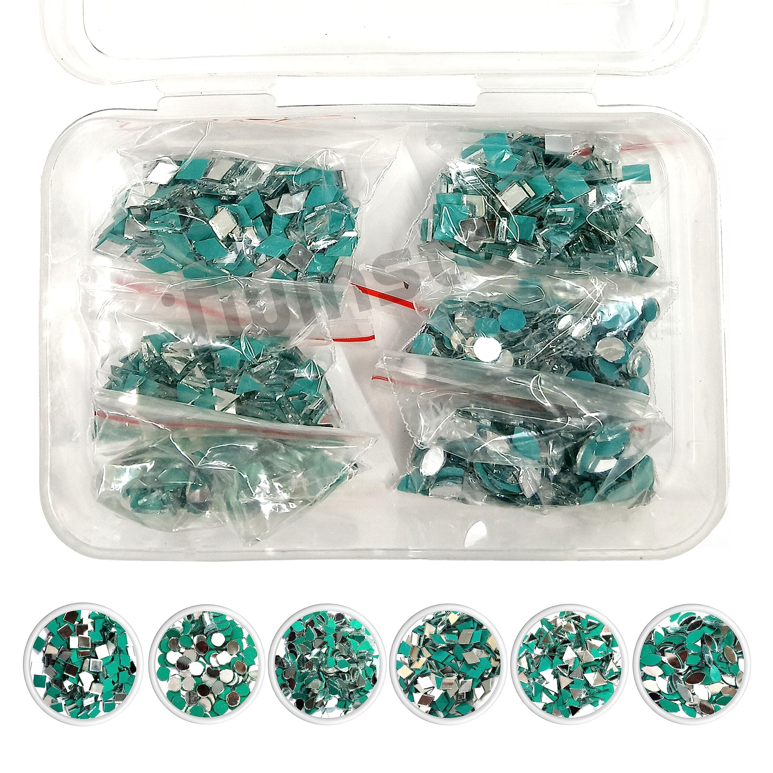 Twinster Mirror for Craft Work (6 Different Shapes 200 Pieces Each Shape) Best DIY Kit Mirrors Kit for Art and Craft