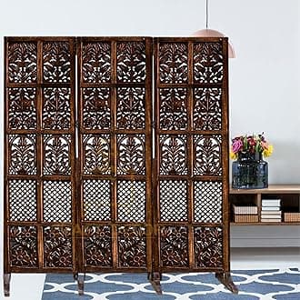 Wooden Room Partition for Living Rooms/Wood Screen Separator & Room Divider with Stands 3 Panels for Living Room/Bedroom/Office/Restaurant(Brown)