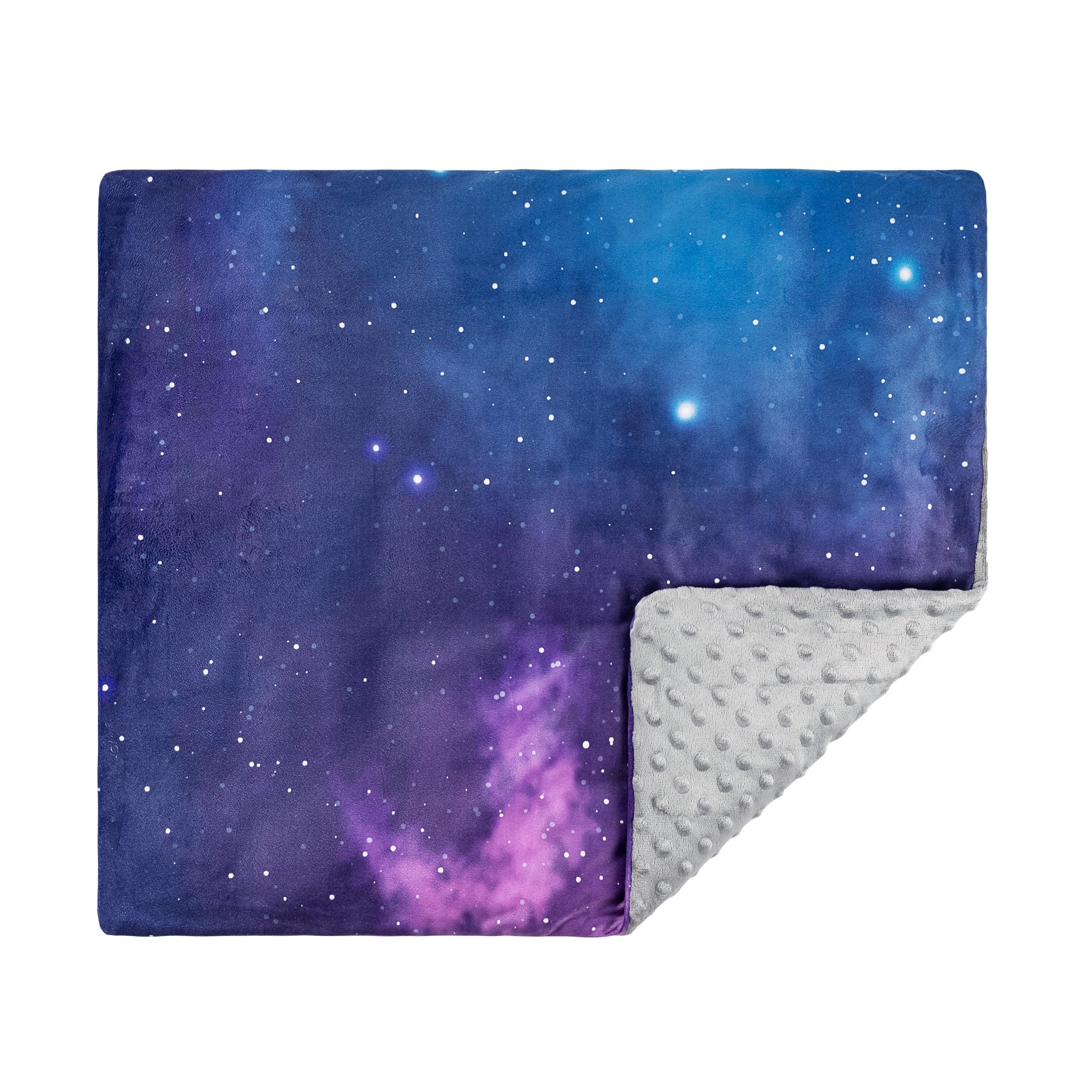 Solfres Small Weighted Lap Pad Blanket Throw for Kids Boys Teens 20in x 23in 5 Lbs - Sleep Therapy Plush Travel Size Galaxy Space Stars