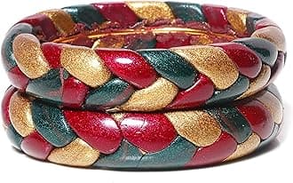 Suprimo Red Green Handemade Rajasthani Traditional Lakh Jaipuri Lac Bangles Women Set pack of 2