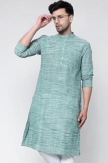 Men's Cotton Regular Textured Long Kurta Full Sleeves - Casual Ethnic Wear