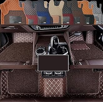 Premium 7D Car Mat for Tata Safari 7-SEAT (Model:2021-2025) || Luxury Leather Dual-Stitch Full Set 7D Car Floor Mat || 100% Waterproof || Colour : Coffee Stitch-Coffee Grass (Design-1)