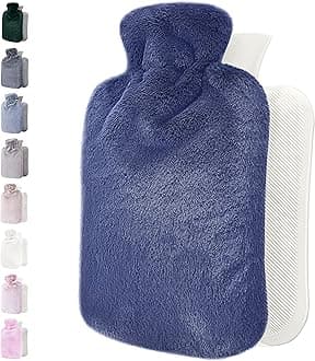 Hot Water Bottle with Cover UK – Soft Faux Fur, 1.8L Hot Water Bottle for Period Pain Relief, Back Pain, Shoulder Pain – Luxurious Comfort for Adults (Lila)