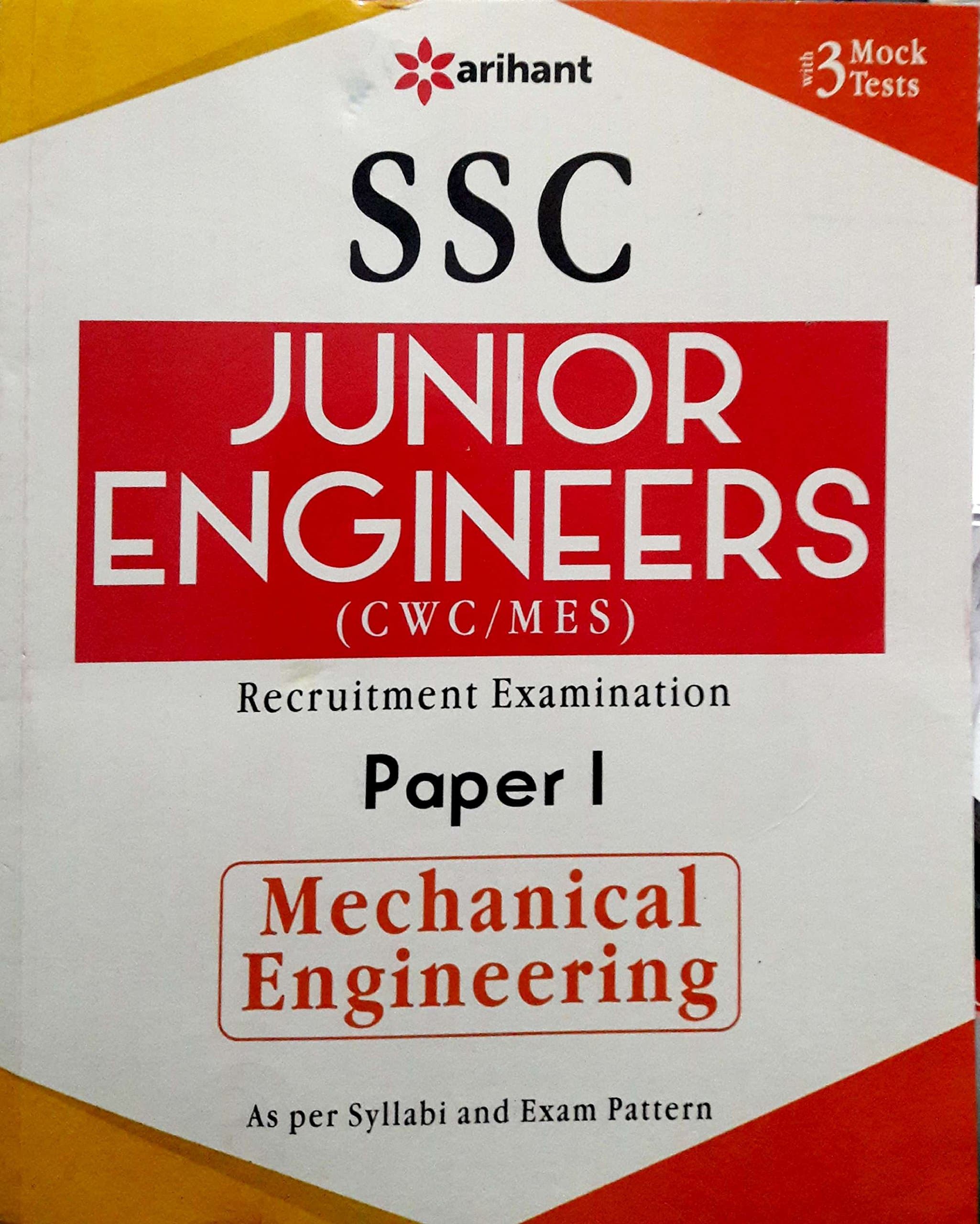 SSC Junior Engineerings (Mechanical Engineering) Recruitment Examination - Paper 1 Paperback – 1 January 2016