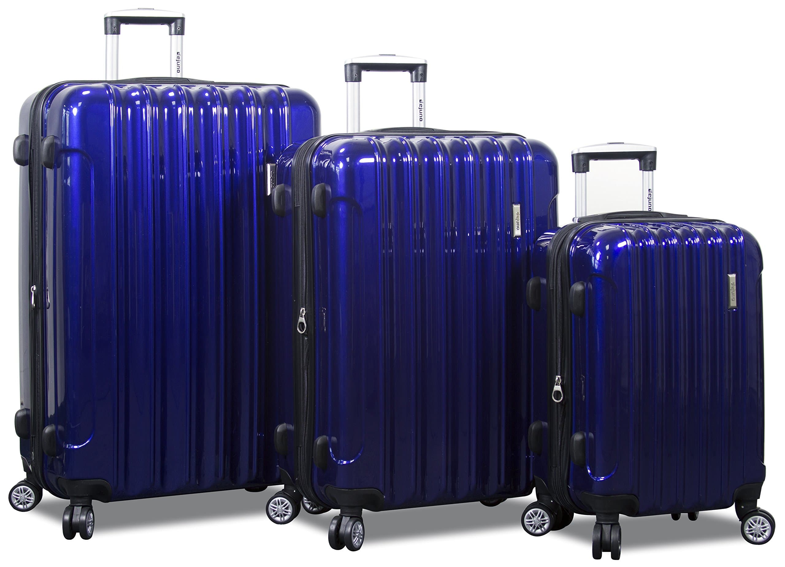 Dejuno Jumbo Polycarbonate 3-PCS Expandable Hardshell Spinners w/ Tamper Proof TSA Lock Luggage Set (Blue)
