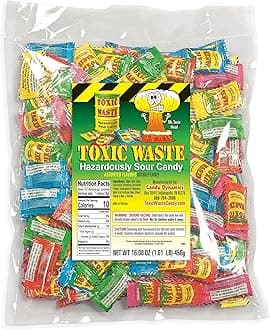 TOXIC WASTE - Hazardously Sour Candy - Apple, Watermelon, Lemon, Blue Raspberry, & Black Cherry Flavors - 1 lb. Bag