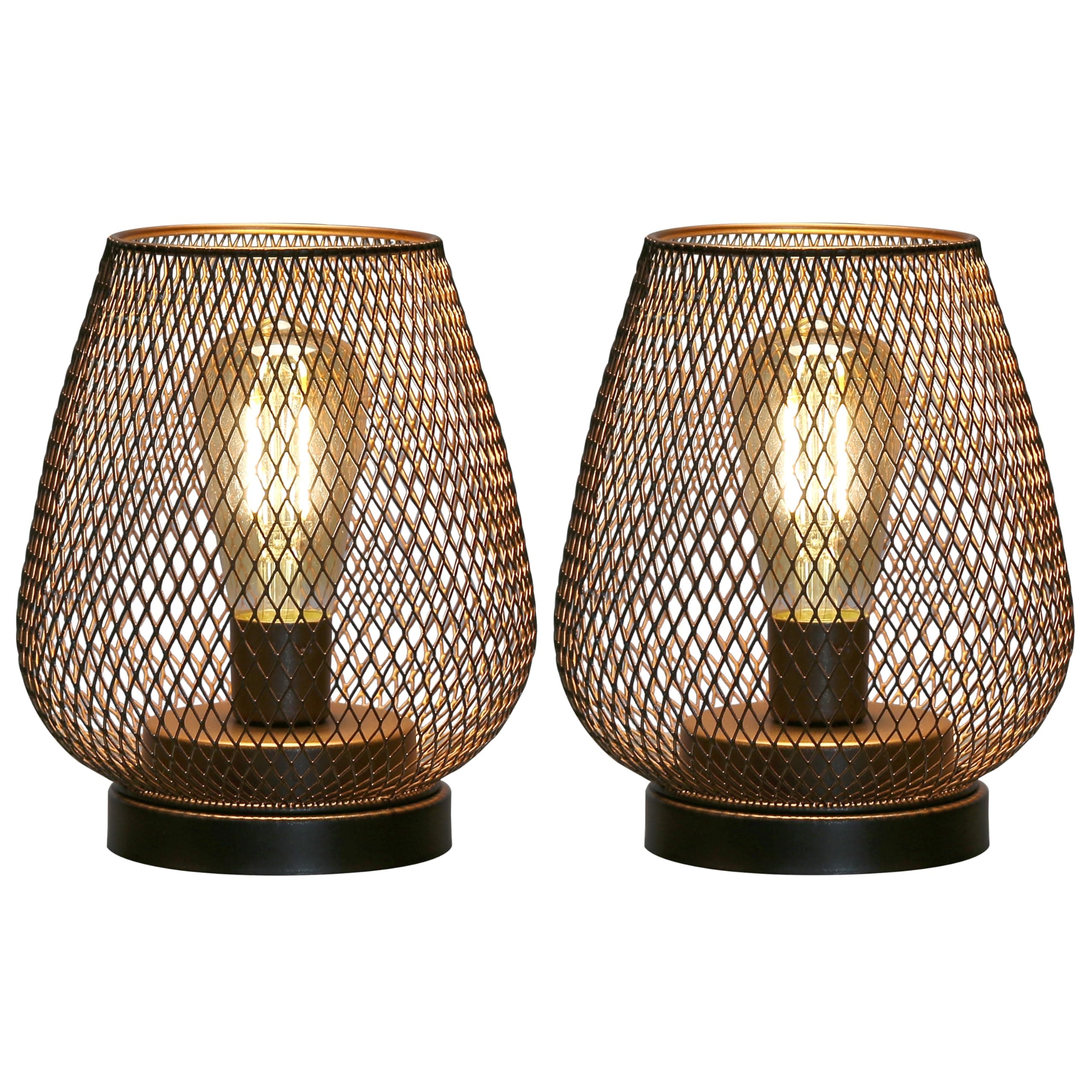 Set of 2 Metal Cage LED Lantern