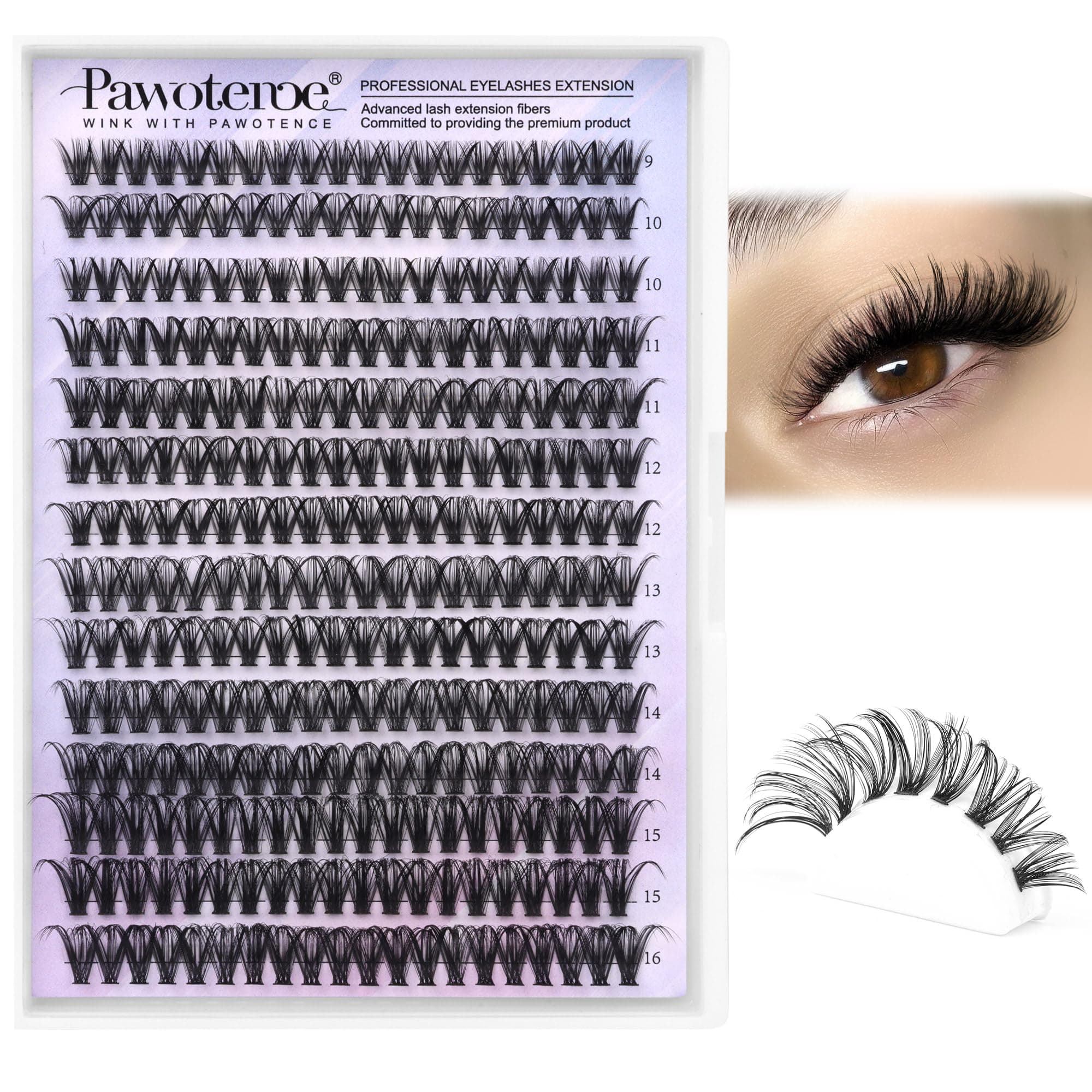Individual Eyelashes 280pcs 40D Curl Cluster Lashes Individual Cluster 9-16mm Mix Eyelash Clusters Lash Extensions for Self Application at Home (40D, 0.07D, 9-16mm)