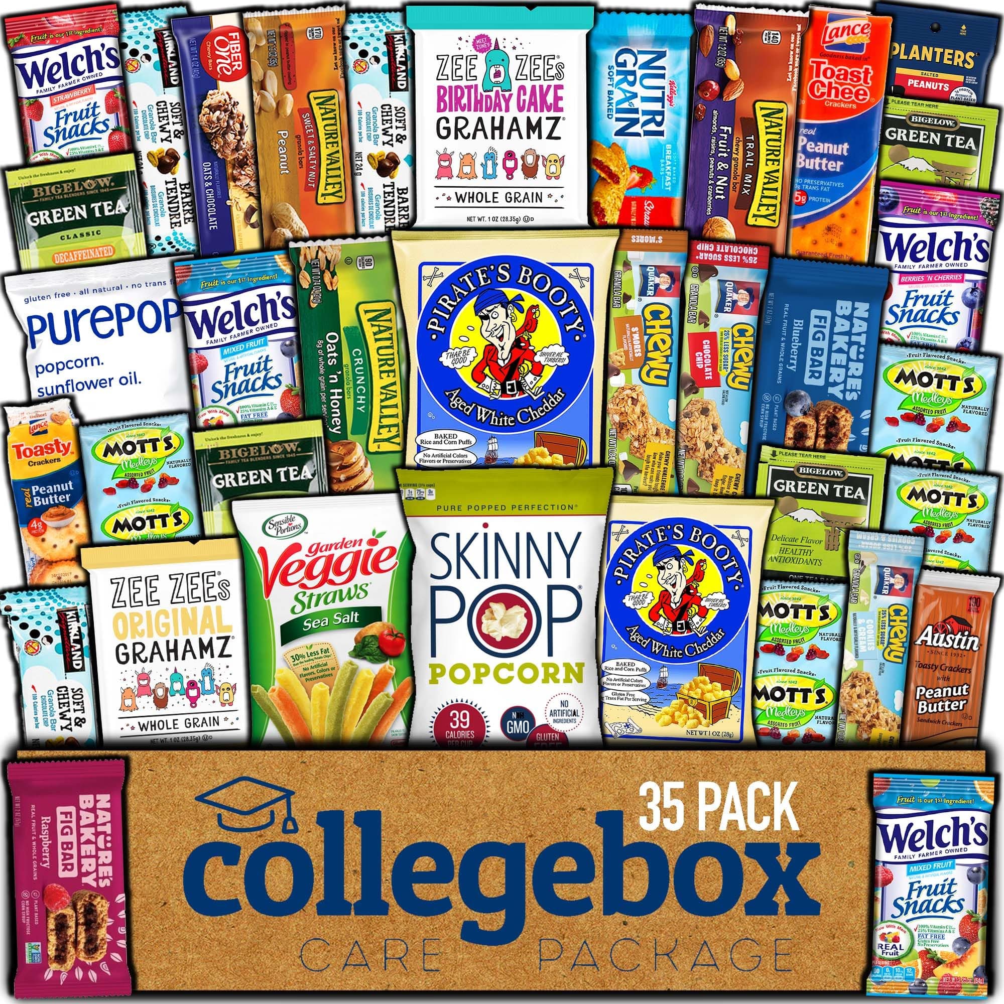 COLLEGEBOX Healthy Snack Box (35 Count) Easter Variety Pack Care Package Gift Basket Kid Men Women Adult Nuts Health Nutrition Assortment College