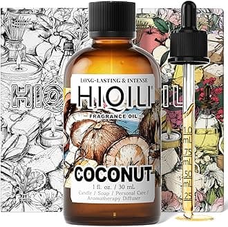 HIQILI Coconut Fragrance Oil for Home Diffuser, Ideal for Making Candle, Soap, Body Spray, Women's Perfume, Creamy Scents - 1 Fl Oz