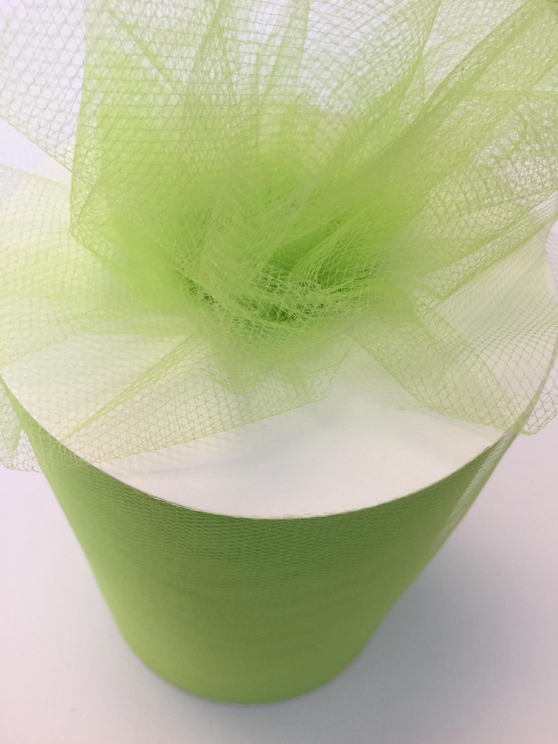 Tulle Fabric Spool/Roll 6 inch x 100 Yards (300 feet), 34 Colors Available, On Sale Now! (Apple Green)
