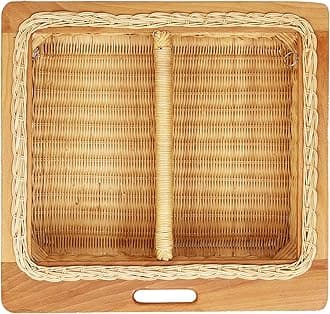 AKWAY Wicker basket for modular kitchen | wicker basket for kitchen storage | Wicker basket for onion, patato (With Partition, 22.5" W (564mm) X 20" L X 4" H))