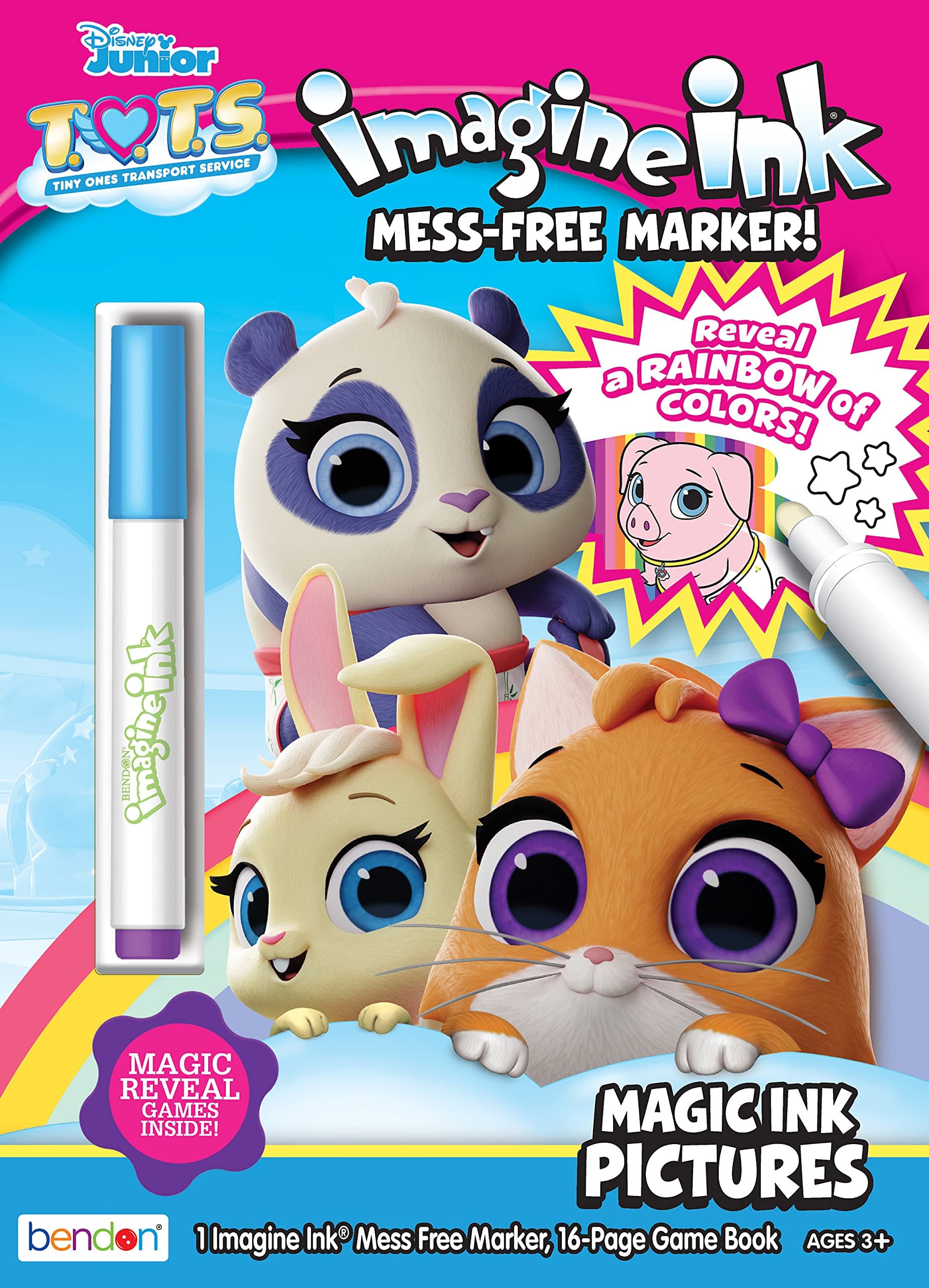 Disney Tots 16-Page Imagine Ink Coloring Book with 1 Mess Free Marker 50930