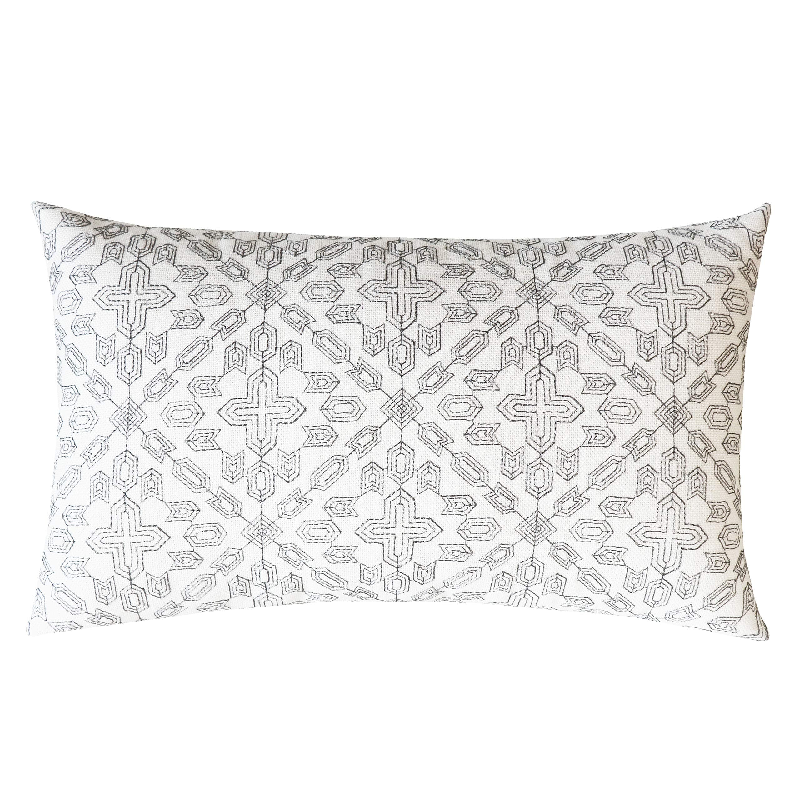 Linen Embroidery Rectangular Pillow Cover Pillowcase Decorative Lumbar Throw Pillow Cover for Bed Couch Sofa 12 x 20 Inches Dark Gray