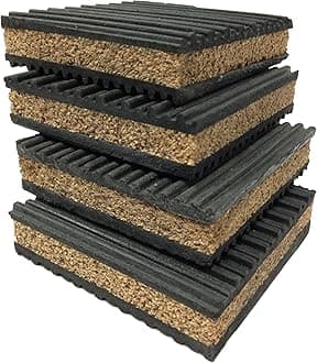 4 Pack of Anti Vibration Pads 4" x 4" x 7/8" Rubber/Cork Vibration isolation pads