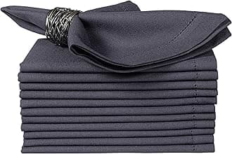 Dinner Napkins,Cotton Napkins,Cloth Napkins,Cloth Dinner Napkins,Reusable Napkins,Cotton Table Napkins, Metrered Corner & Hemstiched Napkins 18x18 Inch Steel Grey,Set of 12