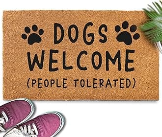 MAINEVENT Dogs Welcome People Tolerated Door Mat 30x17 Inch, Funny Dog Doormat, Mat Dog, Hope You Like Dogs Doormat, Coir Mat