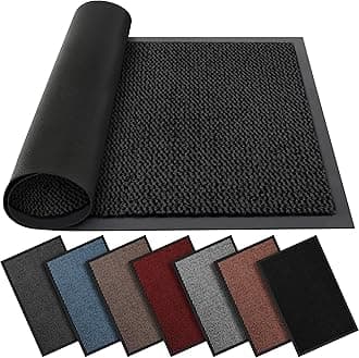 BLADO Washable Door Mats Indoor & Outdoor - Non-Slippery Heavy Duty - Stylish & Large Rubber - Perfect Dust Grabbing Doormats (Anthracite, 120cm x 180cm)