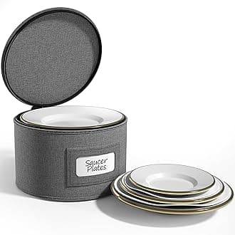 Sorbus China Storage Containers – Dinnerware Organizer for Dessert Plates with Lid (Holds Service for 12) with Felt Protectors – 7.25" x 5"