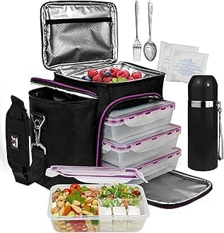 A2S Protection Complete Meal Prep Lunch Box Cooler Bag 3X Portion Control Bento Lunch Container, 270 g