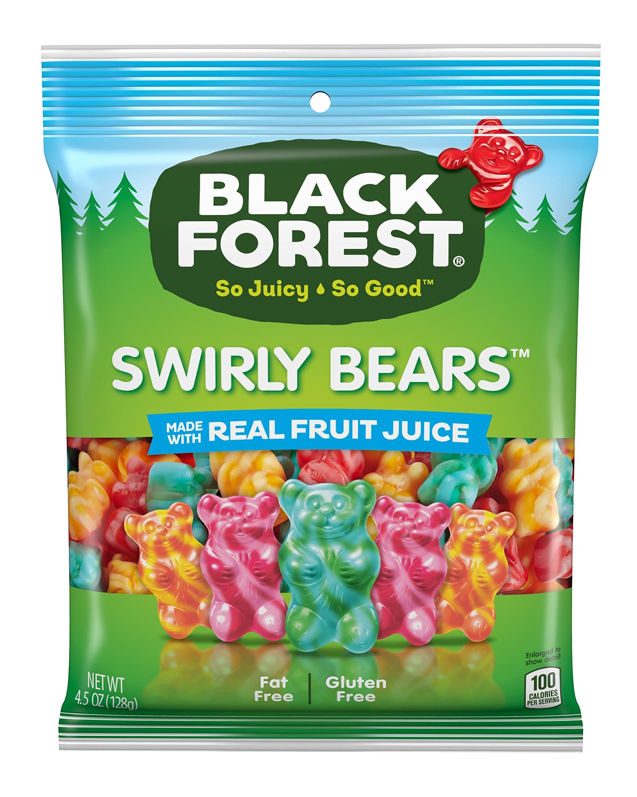 Black Forest Swirly Gummy Bears Candy, 4.5-Ounce Peg Bag (Pack of 12)