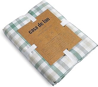 Cotton Table Cover - Rectangle Tablecloth - Wrinkle Free Cover - Cotton Mitered Stitched - Multicolor Check - Kitchen Dining, Wedding, Decorations, & Parties - 60'' x 84' - Green