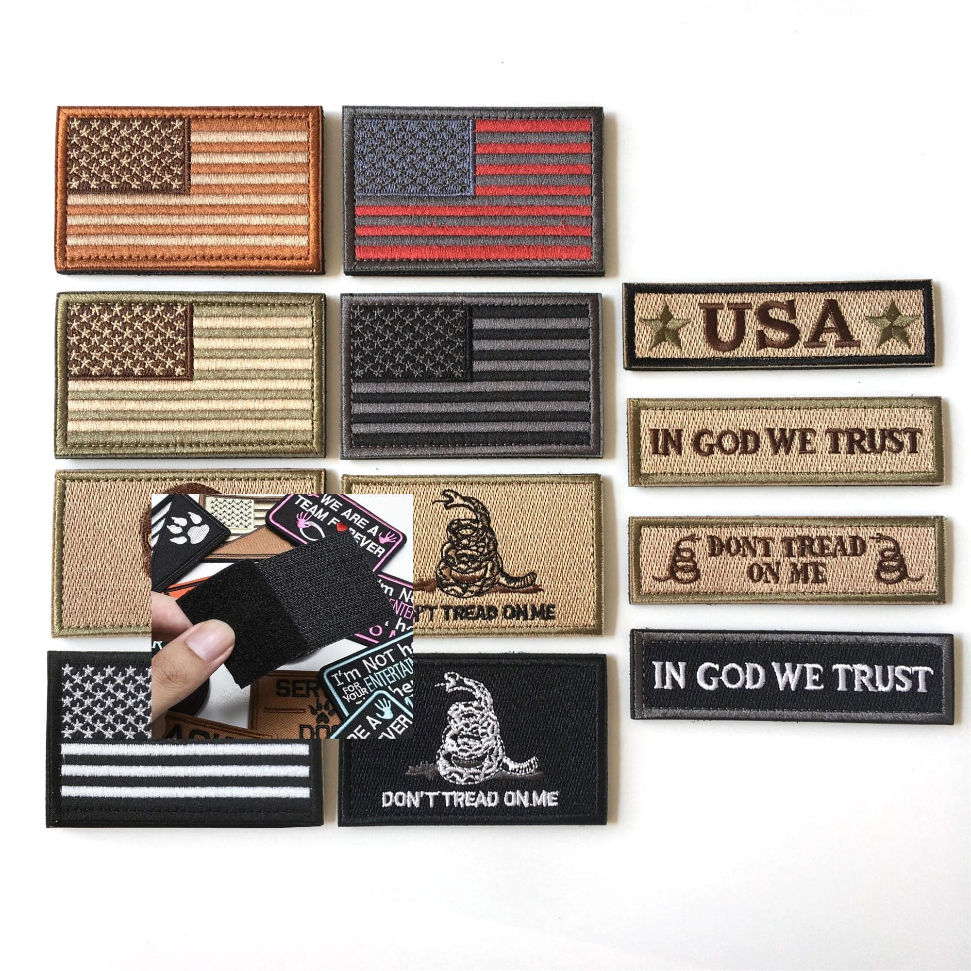 Bundle 12 Pieces USA Flag Hook and Loop Patch Tactical American Flag US United States of America Military Patches Set for Caps, Bags, Backpacks, Tactical Vest, Military Uniforms