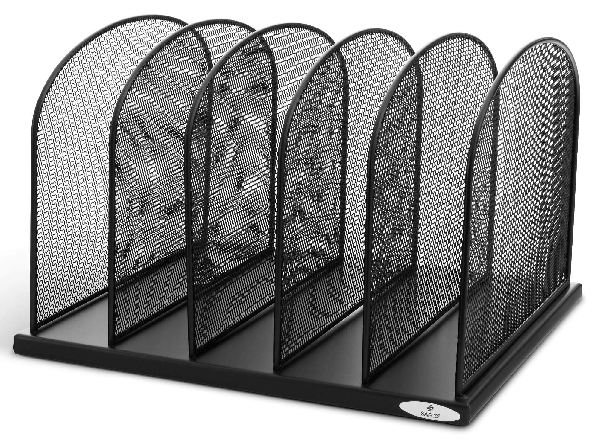 Safco Home Office Onyx Mesh Desk Organizer, 5 Upright Sections, Black-BL