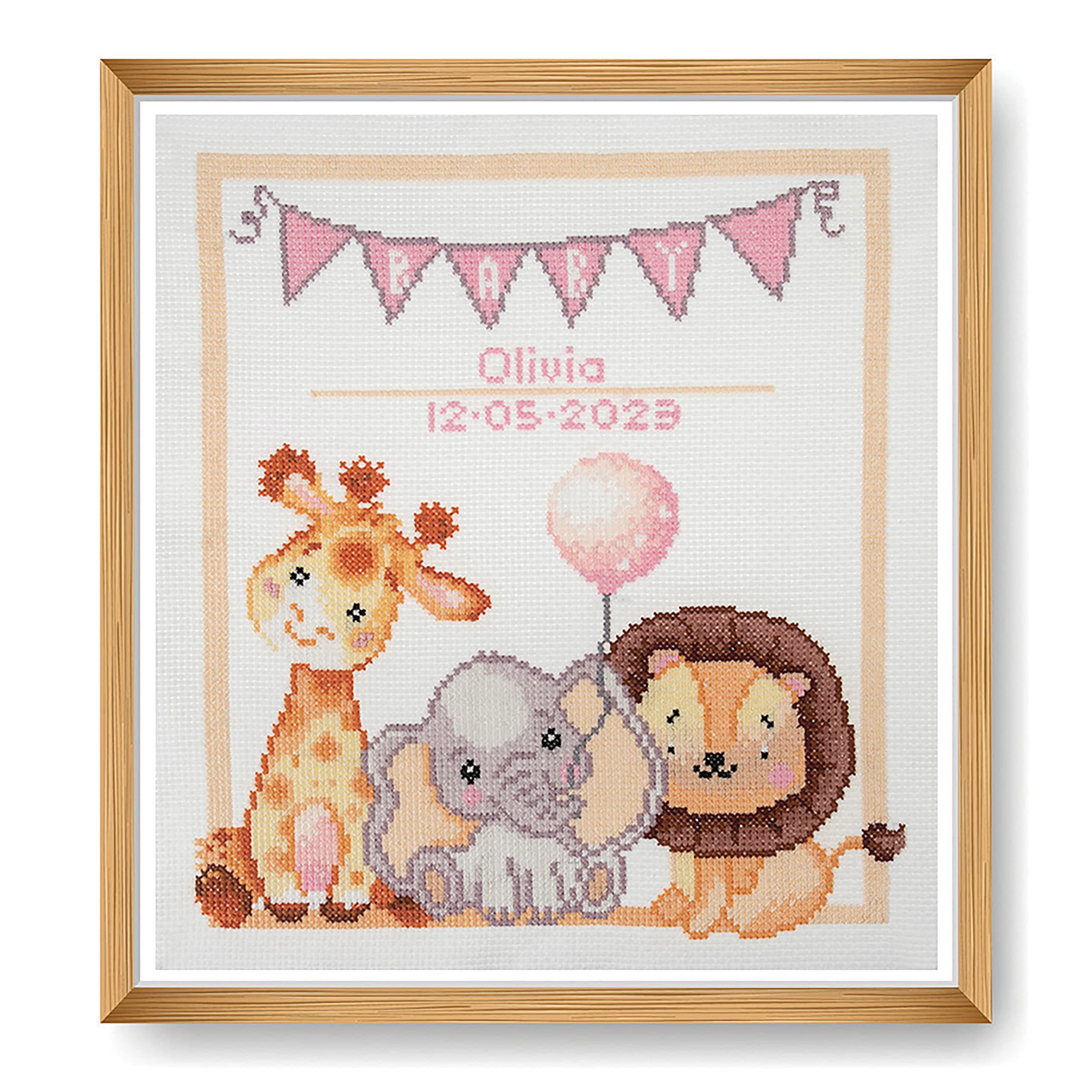 Trimits Large Cross Stitch Kits - Counted Embroidery Needlework for Adults Beginners Kids, Christmas Gifts Wall Art (Frame Not Included), 11 Count, Baby