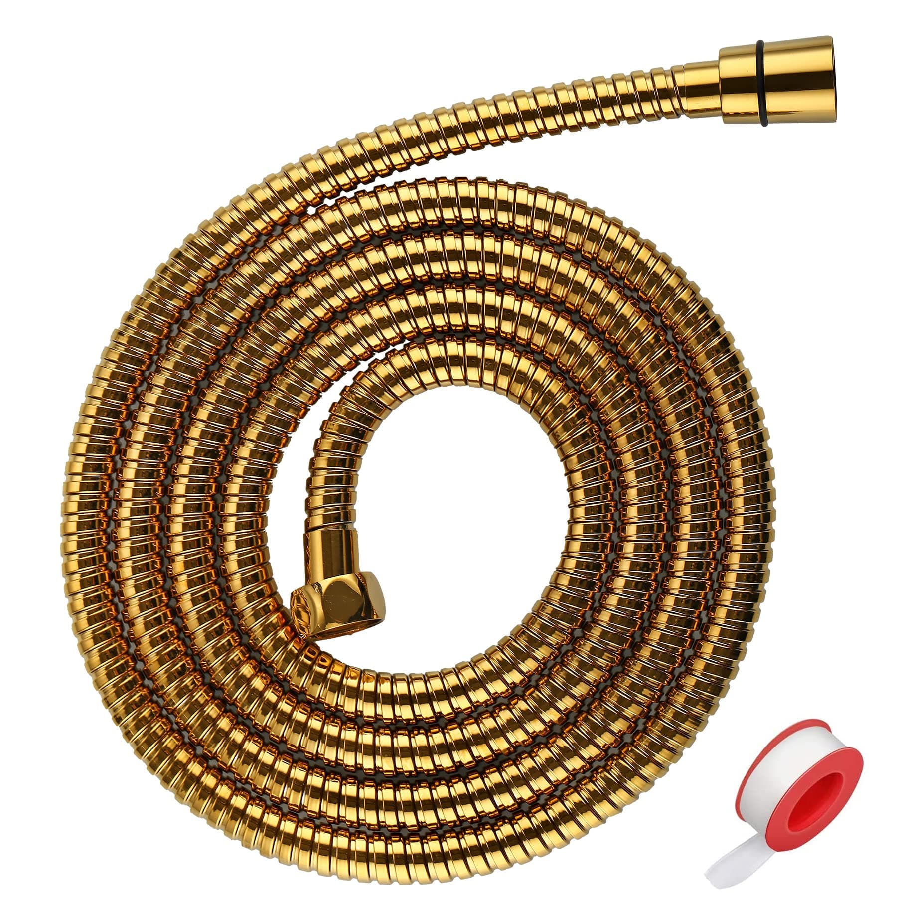 Extra Long Shower Hose - Stainless Steel Attachment for Handheld Head, All Metal Kink-Free Extension With Brass Insert and Nut (79", Gold)