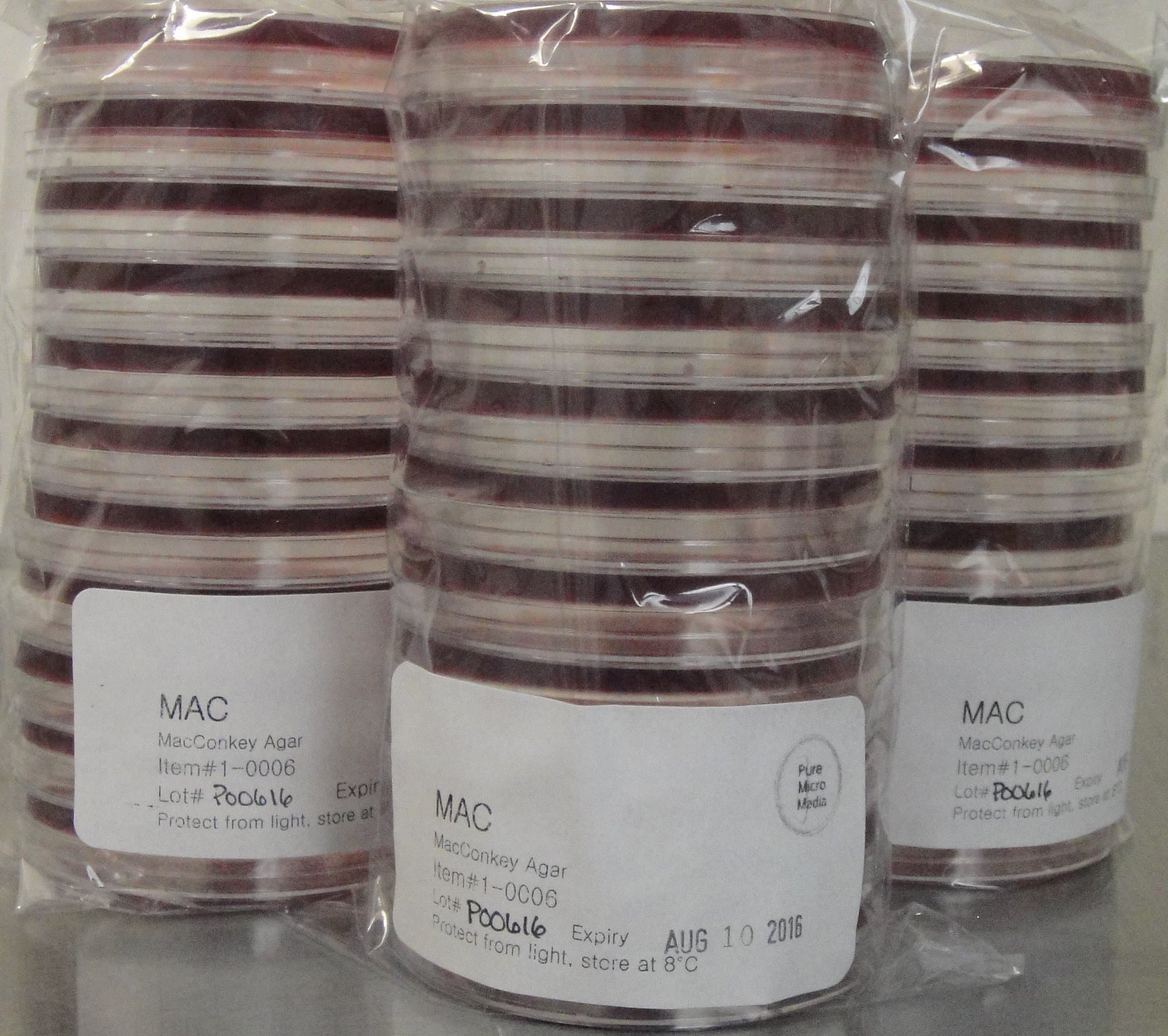 Pure Micro Media-Prepared MacConkey Agar (MAC) Petri Plates, 100mm, 30pk