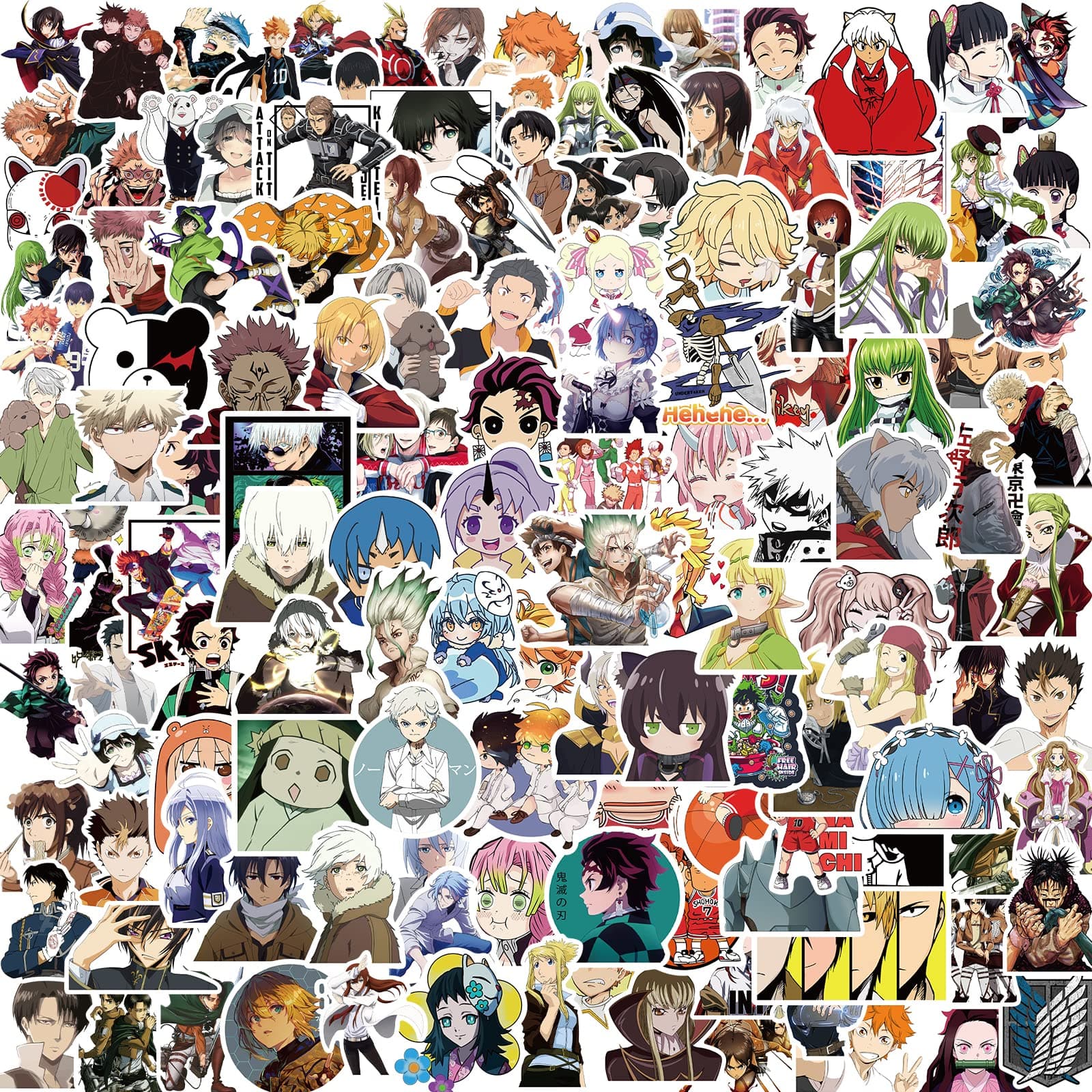 200 Pcs Mixed Anime Stickers Pack, Waterproof Vinyl Classic Cute Anime Stickers for Hydro Flask Water Bottle Laptop Skateboard Computer for Kids Teens