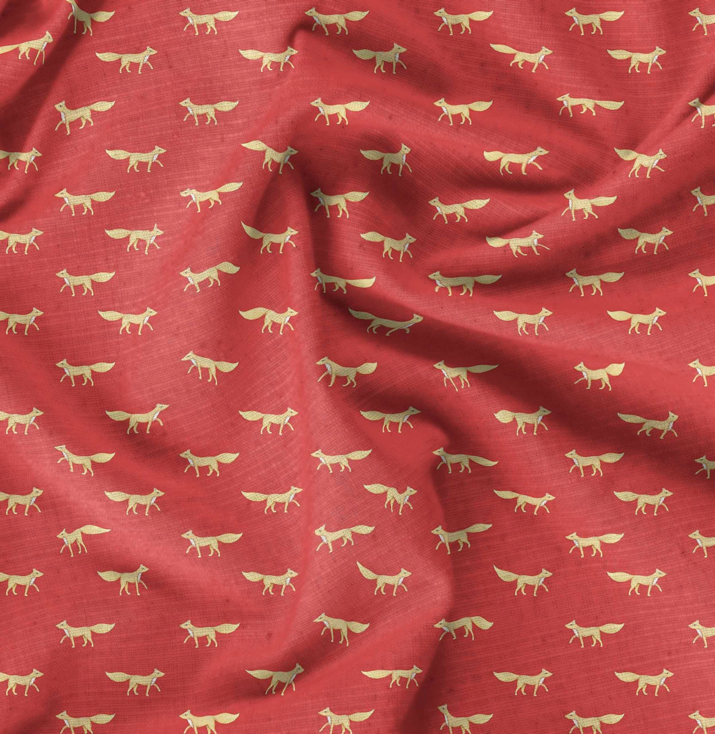 Soimoi Cotton Poplin Fabric Fox Animal Decor Fabric Printed Meter 56 Inch Wide