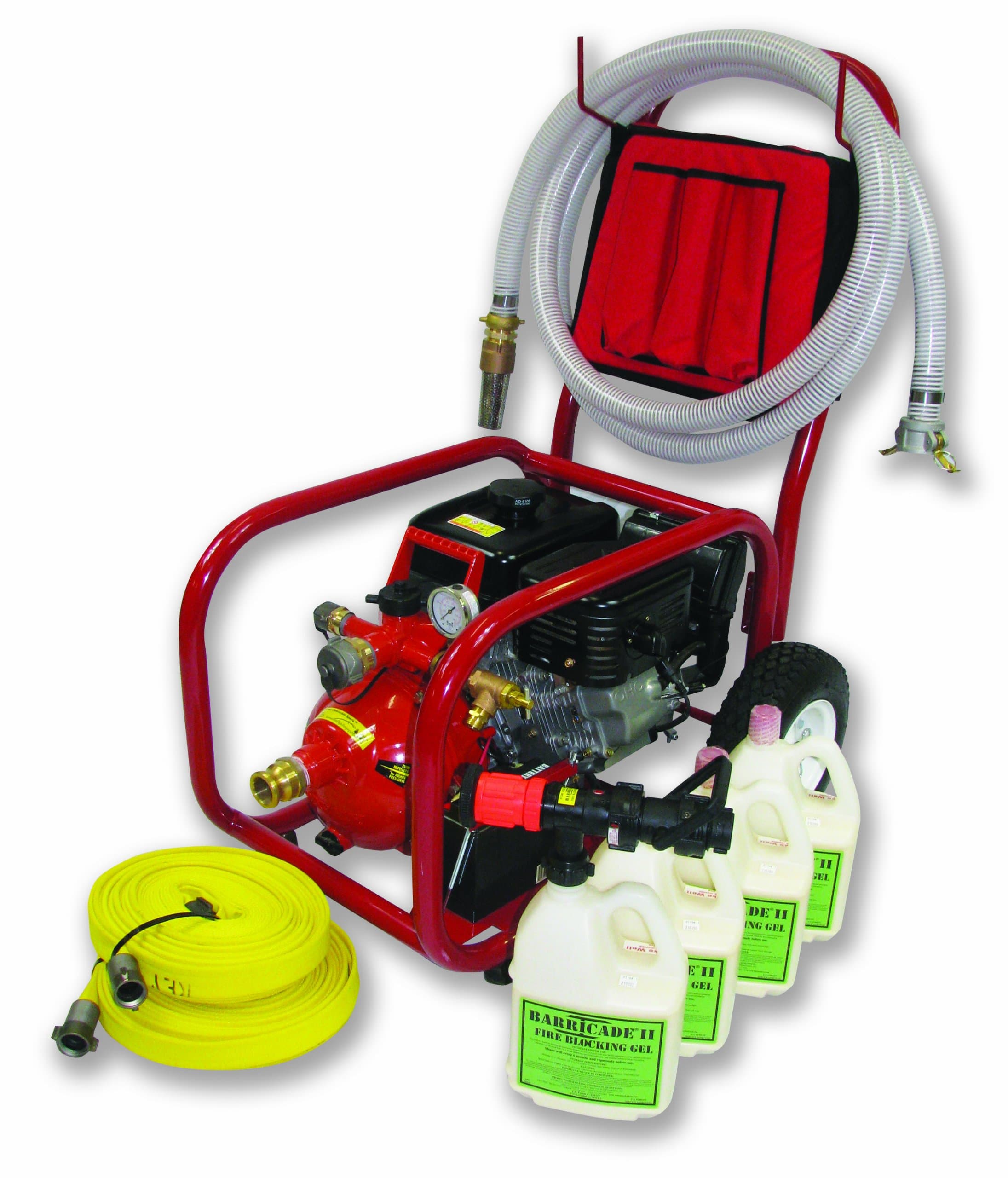 HF-S14FC-100G-BK Pool Fire Pump Cart System with 1-Inch Fire Hose and 15 gpm Barricade II Gel System