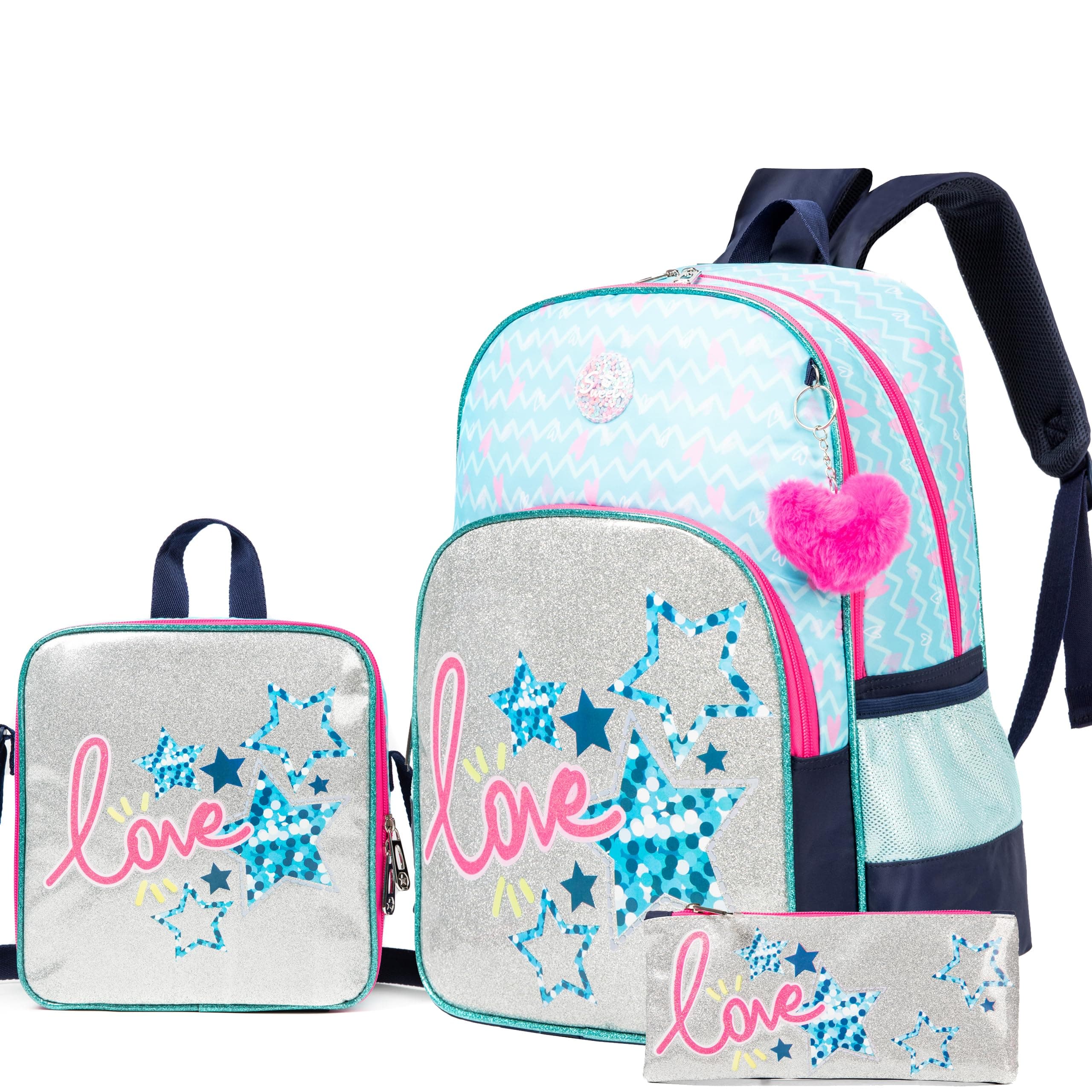HTgroceBackpack for Girls Elementary Bookbag for School Backpack Set Girls Preschool Book Bag with Lunch Box Pencil Case