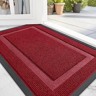 OLANLY Front Door Mat Indoor Outdoor Entrance, Waterproof All-Season, All-Weather Doormat, Sturdy Natural Rubber, Fade Resistant, Low Profile, Easy Clean Patio Porch Entryway Mat, 47x24, Wine Red