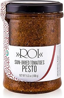 ROI Red Pesto - Sundried Tomato Pesto Sauce Made With Sundried Tomatoes, Genovese DOP Basil, and EVOO, Gluten-Free, Keto-Friendly Fresh Ligurian Sauce, Non-GMO, Made In Italy 6.3 oz (180 g) - Pack 1