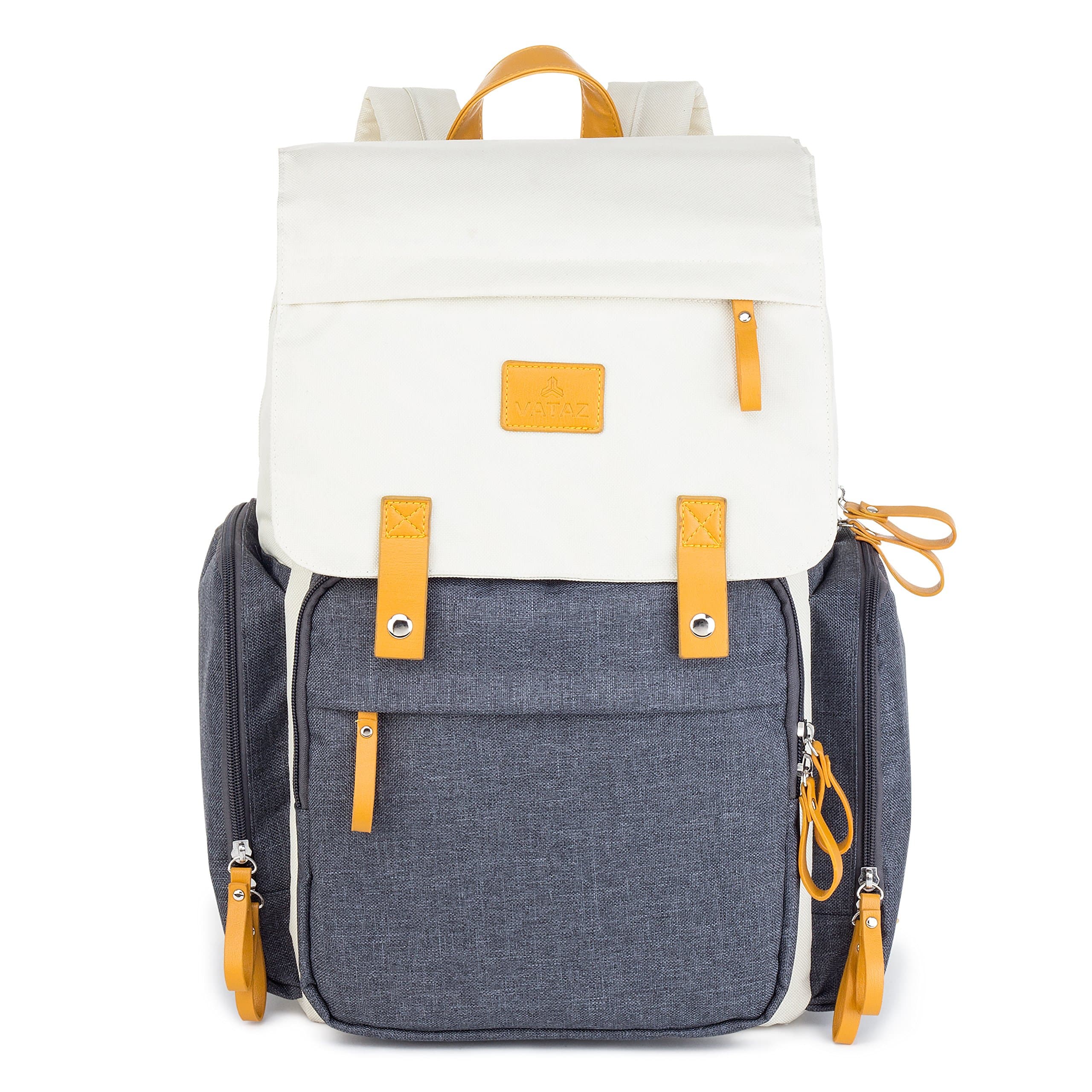 Premium VATAZ Mommy Diaper Backpack for Daily Use - Durable Waterproof Polyester Baby Bag with Strong Straps, Changing Pad, Insulated Pockets and Stroller Straps | Big Capacity 16.1 x 6.6 x 13.3 Inch