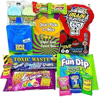 Ultimate Super Sour Sweets Selection Box Full of American Sour Sweets Including Warheads, Toxic Waste and Brain Blaster