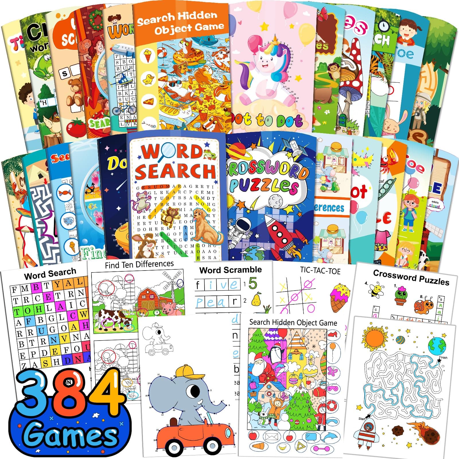 24 Pack Activity Book, Mini Activity Books for Kids Party Favours Gift age 4-12, Kids Travel Games Maze,Word Search,Dot to Dot for Goodie Bag Gift Stuffer Classroom